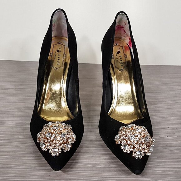 Ted Baker London 'Peetch' Black Suede Pointy Toe Pump Womens Size 8.5 / 39 - Picture 2 of 9
